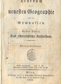 LEHRBUCH DER NEUESTEN GEOGRAPHIE FÜR DIE GYMNASIEN